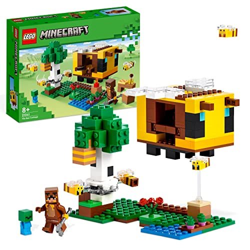 Lego Minecraft 21241 La Cabane Abeille, giocattolo, fattoria con casa, zombi e figurine per animali