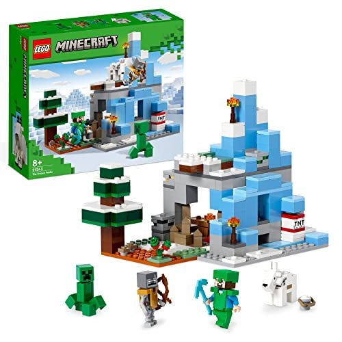 Lego Minecraft 21243 picchi congelati, giocattolo per bambini da 8 anni, con figurine Steve e Creep