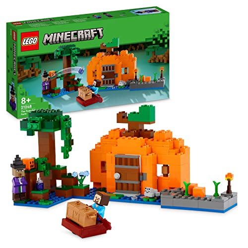 LEGO Minecraft 21248 La Fattoria delle Zucche, Casa Giocattolo Costruibile con Rana, Barca, Forziere e Figure di Steve e Strega, Giochi d'Azione nel Bioma Palude, Regalo per Bambini, Ragazzi e Ragazze