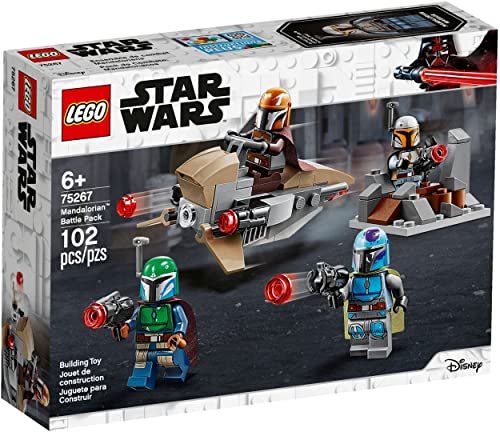 LEGO Star Wars Battle Pack Mandalorian, Battle Set with 4 Minifigures, Speeder Bike & Mini Defense Fort, 75267