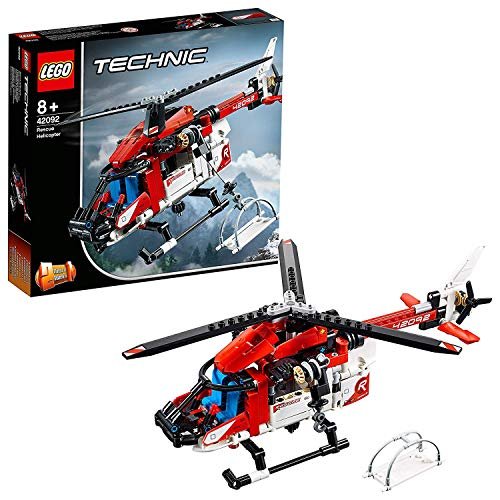 LEGO Technic Rescue Helicopter, 2-in-1 Rescue Aircraft Toy, Construction Set for Boys and Girls Ages 8+, 42092
