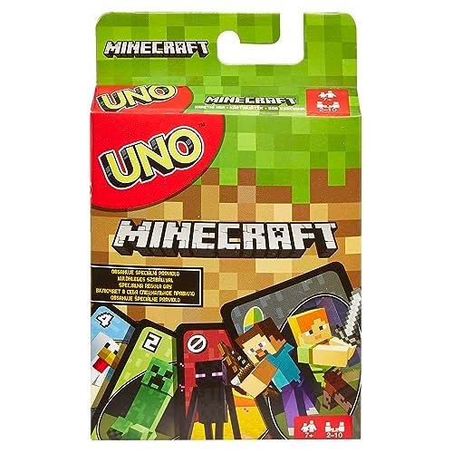 Mattel Games - UNO Versione Mincraft, Gioco di Carte per Famiglie e Bambini 7+ Anni, FPD61