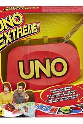 Mattel Games UNO Extreme Card Game with Launcher, Fun Lights and Sounds, 112 Cards, Extreme Blast Card, Gift for Kids Ages 7+ and Adults, GXY75