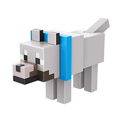 ​Minecraft - Lupo Action Figure con 1 pezzo per costruire un portale e 1 accessorio, da collezione, Giocattolo per Bambini 6+ Anni, HFC30