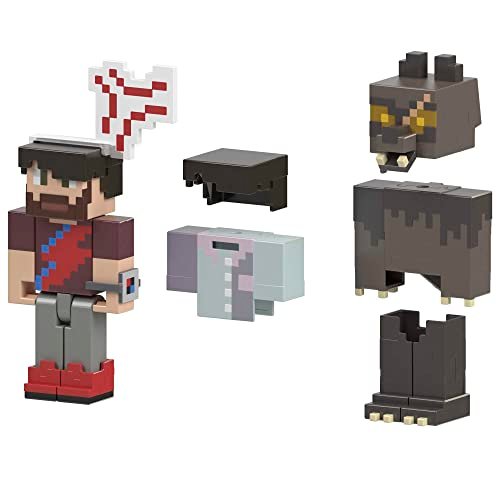 Minecraft - Pack espansione Rougarou e Vena d'Ira, include 2 personaggi di Camp Enderwood della Serie Creator e tanti accessori, action figures da collezione, giocattolo per bambini, 6+ anni, HNW10