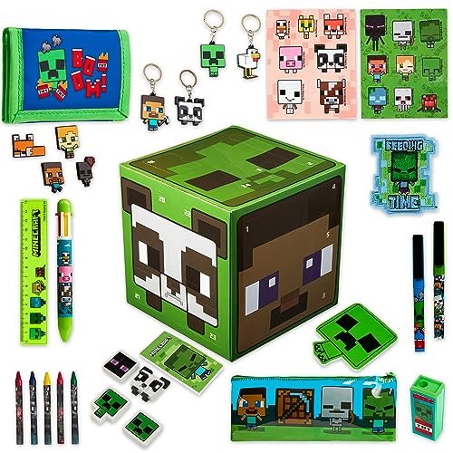 Minecraft Calendario dell'Avvento 2023 - Calendario Per Bambini di Cancelleria con Minecraft Gadget Ufficiali Regali per Gamer (Verde Cubo)