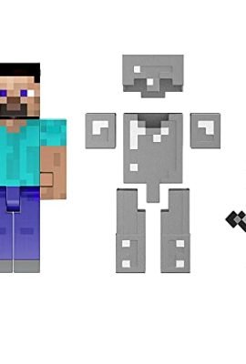 Minecraft Steve – Diamond-Level Steve Collectible Toy (14 cm) with Metal Accessories – Toy & Gift for Kids and Adults, Ages 6+ – HLL30