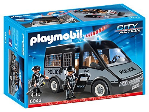 Playmobil 6043 - Mezzo Blindato della Polizia, Nero/Grigio