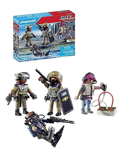 Playmobil 71146 City Action Unità Speciale, Set 4 personaggi, include un sommozzatore, un coordinatore delle operazioni, un ufficiale e un cattivo, giocattolo per bambini dai 5 anni in su