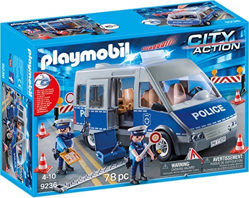 Playmobil 9236 - Furgone della Polizia con Posto di Blocco