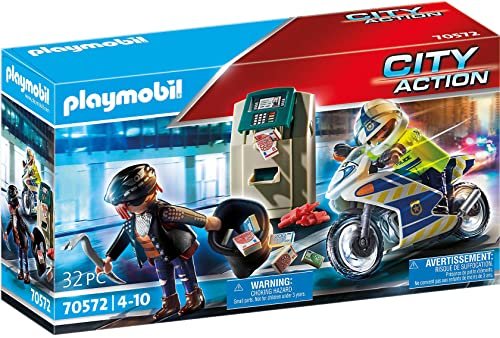 Playmobil City Action 70572, Poliziotto in Moto e Ladro, dai 4 ai 10 Anni