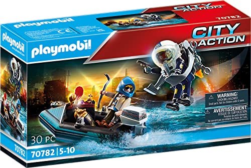 Playmobil City Action 70782 Jetpack della Polizia e Ladro d'Arte, Giocattoli per Bambini dai 5 Anni