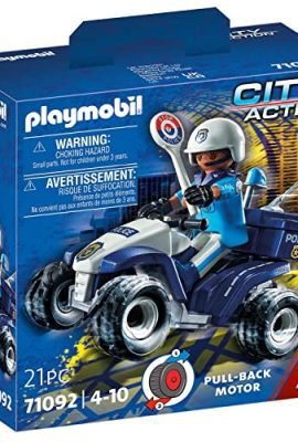 PLAYMOBIL City Action 71092 Police Quad with Pullback Motor, Toy for Children Ages 4+