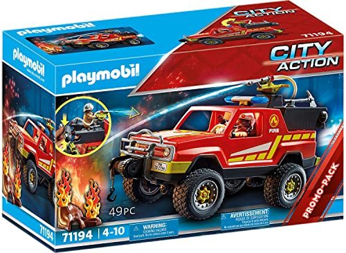 Playmobil City Action 71194 Fuoristrada dei Vigili del Fuoco, Auto dei Pompieri con Lancia Antincendio, Giocattolo per Bambini dai 4 Anni in su