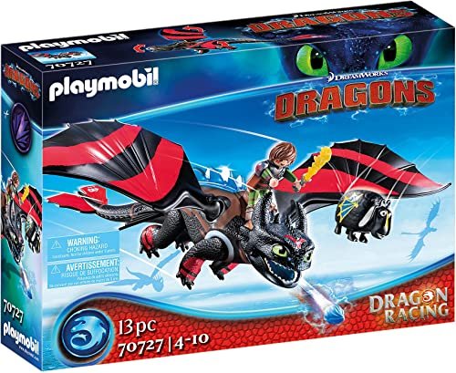 Playmobil DreamWorks Dragons 70727, Dragon Racing, Hiccup e Sdentato, con Effetti Luminosi, dai 4 Anni