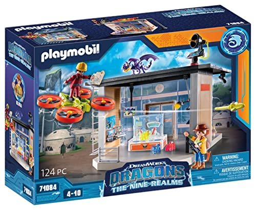 Playmobil DreamWorks Dragons 71084 Dragons, The Nine Realms, Icaris Lab, Personaggio di Dragons, Drago Giocattolo e Drone con Funzione di Sparo, Giocattolo per Bambini dai 4 Anni in su