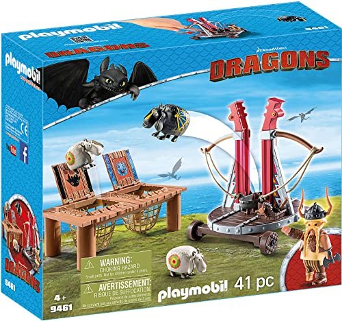 PLAYMOBIL DreamWorks Dragons 9461, Skaracchio con lanciatore di pecore, Dai 4 anni