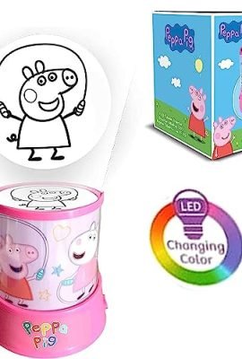 SRV Hub Peppa Pig, LED Night Light with Projector, 12 cm, Battery Operated, Portable Table Lamp, Perfect Lighting for Kids’ Desks or Bedrooms—Suitable for Ages 3+