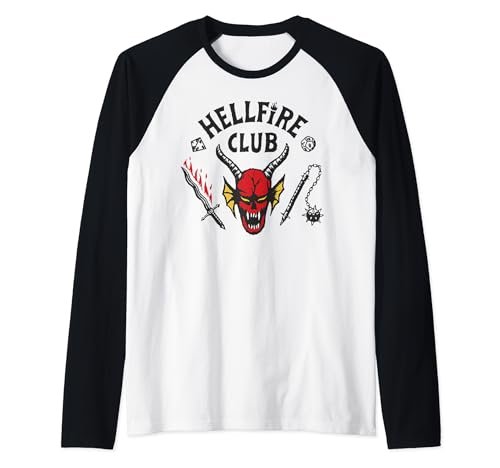 Stranger Things 4 Hellfire Club Logo Maglia con Maniche Raglan