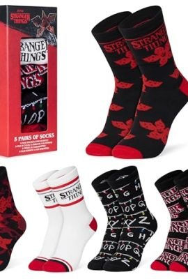 Stranger Things Women’s Socks – Women’s Sock Pack of 5 – Fun Patterned Socks, Size 35–41, Cotton Blend – Official Gift Gadget