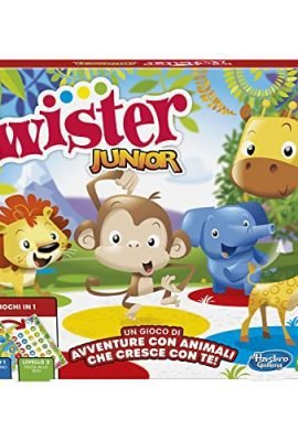 Twister Junior, Hasbro Gaming Board Game, Double-Sided Play Mat, 2-in-1 Game, Kids’ Party Game