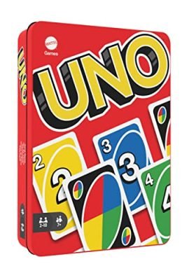 Uno Card Game for the Whole Family &ndash; Collector&rsquo;s Metal Tin Edition, 112 Recyclable Cards for Game Nights and Friends&rsquo; Parties, Kids&rsquo; Toy for Ages 7+, Hgb63
