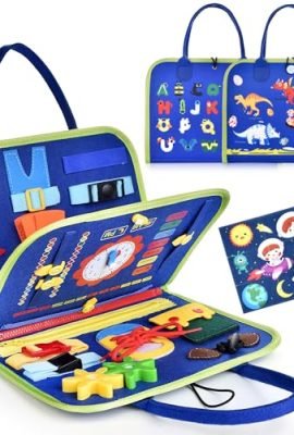 Busy Board for Kids 1–4 Years, Montessori Educational Activity Panel to Learn Basic Life Skills, Colors, Numbers, and Letters, Sensory Toy – Gift for Girls and Boys