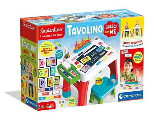 Clementoni - 16745 - Sapientino - Tavolo Cresci Con Me Evolutivo, Tavolino Multiattività Educativo Per Bambini Dai 3 Anni (Gioco In Italiano), Made In Italy