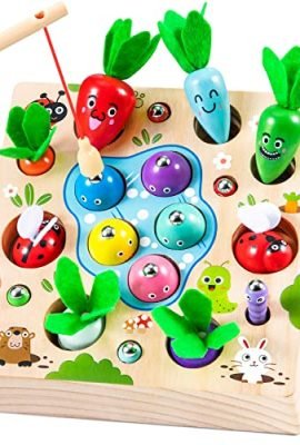 COOLJOY Kids’ Toys for 2-Year-Olds | Montessori Games for 2-Year-Olds | 4-in-1 Wooden Magnetic Montessori Toy | Educational Gift for Children Aged 2, 3, 4, and 5