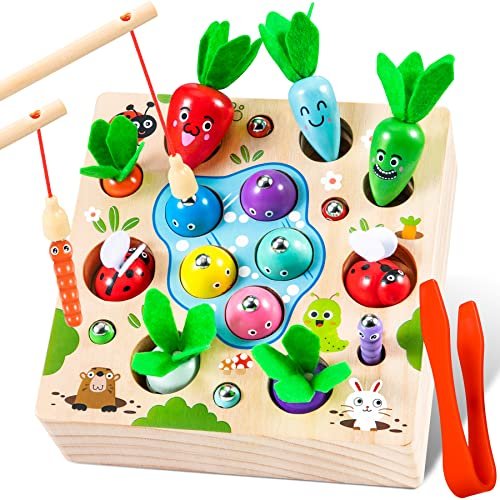 COOLJOY Giochi Bambini 2 Anni | Giochi Montessori 2 Anni | 4-in-1 Giochi Montessori Gioco Magnetico in Legno | Educativo Regalo Bambino per 2 3 4 5 Anni