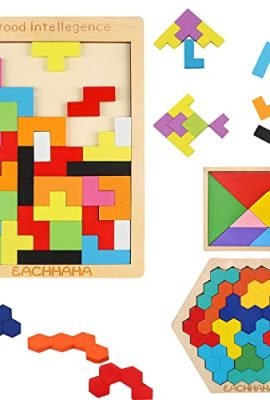 EACHHAHA 3-in-1 Wooden Puzzle | Children’s Tangram Set | Montessori Games for 3–4–5–6 Year Olds | Brain-Training Toys | Educational Gifts for Kids