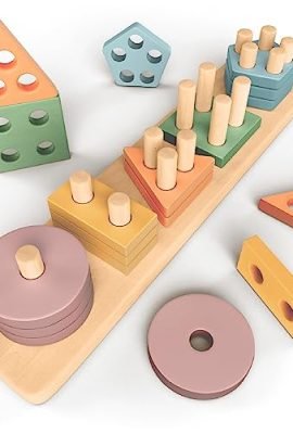 Montessori Stacking and Sorting Toys 1–3 Years – Pastel-Color Wooden Activity & Development Game – Montessori Games for Little Ones 1 Year Old – Sweety Fox
