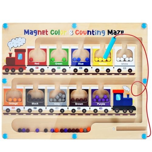 Giochi Montessori di Abbinamento Labirinto Magnetico per Selezione di Colori Motricità Fine e Numeri Giocattoli educativo Bambini Regalo da 3 4 5 6 7 Anni Ragazzi