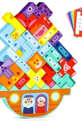 Montessori Wooden Toys for Kids 1–2–3 Years, Noah’s Ark Wooden Balance Toys, Educational Toys for Girls and Boys, Birthday & Christmas Gift for Children