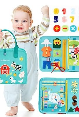 hahaland Busy Board Montessori Games for 1–2–3 Year Olds, Educational Sensory Board Montessori, Travel Toys for Kids Aged 2–3, Christmas Gifts