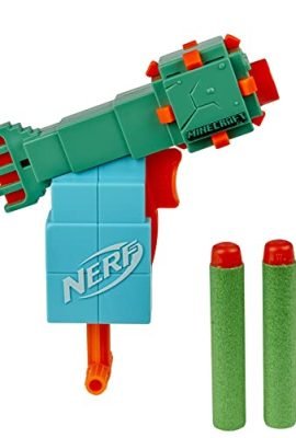 Hasbro Nerf MicroShots Minecraft Guardian Mini Blaster, Minecraft Guardian Mob, includes 2 official Nerf Elite darts, Multicolor