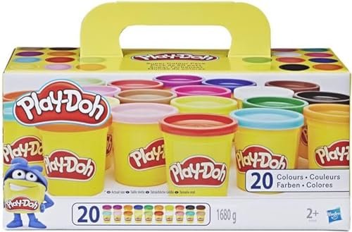 Hasbro Play-Doh- Play-Doh Confezione Super Color, Multicolore, 20 Vasetti di Pasta da modellare, A7924EUC