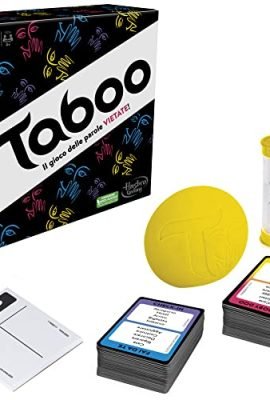 Hasbro Taboo Classic, a classic word-guessing party game for adults and teens—perfect for 4 or more players aged 13 and up!