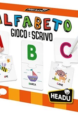 Headu Alphabet Game & Write with the Embossed Letters Method – IT29600 – Educational Toy for Children Aged 3–6 Years, Made in Italy