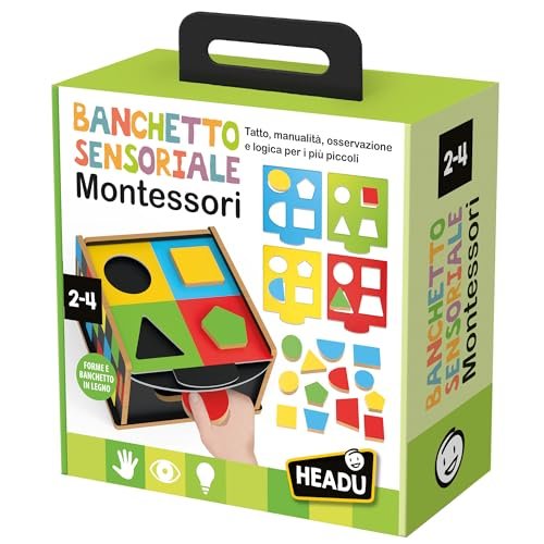 Headu Banchetto Sensoriale Montessori Tanti Giochi di Osservazione e Manualità per i più Piccoli It57182 Gioco Educativo per Bambini 2-4 Anni Made in Italy