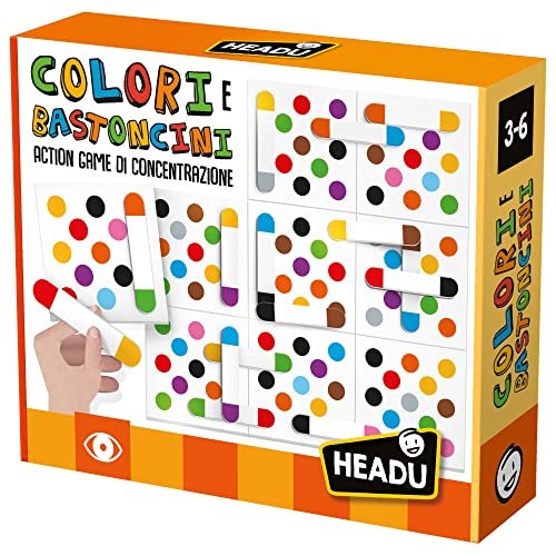Headu Colori E Bastoncini Action Game Di Concentrazione It53597 Gioco Educativo Per Bambini 3-6 Anni Made In Italy