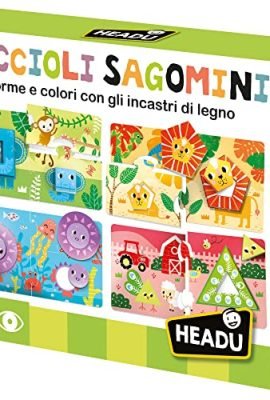 Headu Cuccioli Sagomini Shapes & Colors with Wooden Puzzles IT53627 Educational Game for Children Aged 2–4 Years Made in Italy