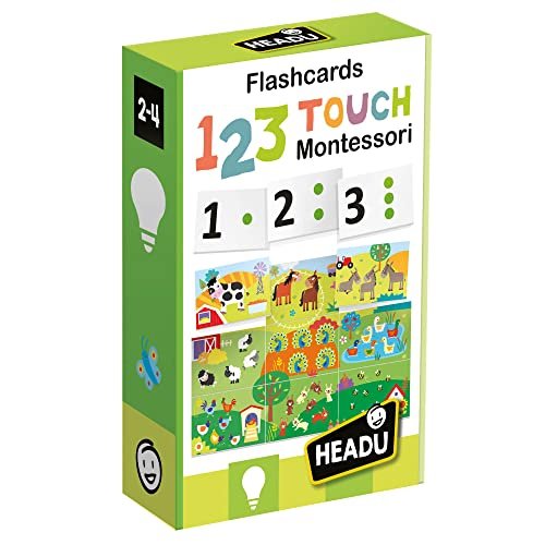 Headu Flashcards 123 Touch Montessori Tocca E Impara Mu54891 Gioco Educativo Per Bambini 2-4 Anni Made In Italy