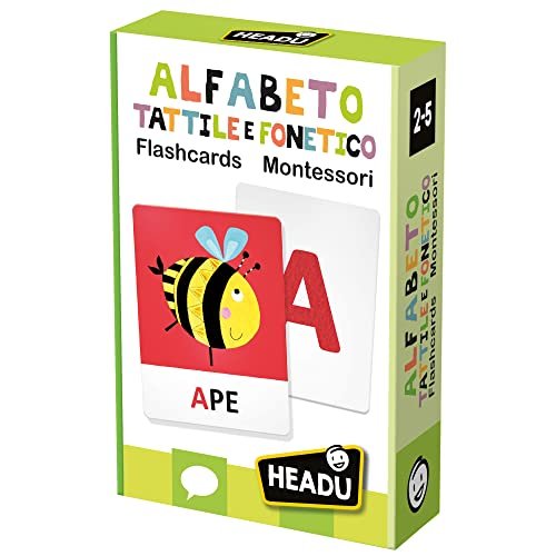 Headu Flashcards Alfabeto Tattile E Fonetico Montessori Leggi Tocca E Ascolta It23752 Gioco Educativo Per Bambini 2-5 Anni Made In Italy