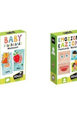 Headu Flashcards Montessori Emotions & Actions, It23103 & Baby Montessori Flashcards Educational Game, Multicolor, It21666