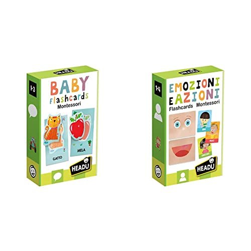 Headu Flashcards Montessori Emozioni E Azioni, It23103 & Baby Flashcards Montessori Gioco Educativo, Multicolore, It21666