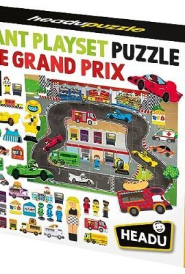 Headu Giant Playset Puzzle – The Grand Prix Giant Puzzle with Cut-Out Shapes | Playset Mu55539 | Educational Puzzles for Children Aged 3+ | Made in Italy