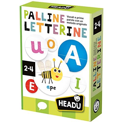 Headu Palline Letterine Vocali E Prime Parole Con Un Metodo Originale It54952 Gioco Educativo Per Bambini 2-4 Anni Made In Italy