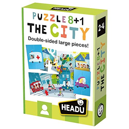 Headu Puzzle 8+1 City Grandi Pezzi Double-Face It20508 Puzzle Educativi Per Bambini Età 2+ Made In Italy