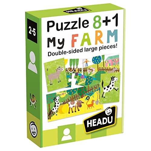 Headu Puzzle 8+1 Farm Grandi Pezzi Double-Face It20867 Puzzle Educativi Per Bambini Età 2+ Made In Italy